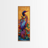 Bird, Colorful, Floral, Elegant, Framed Canvas Print exotic bird painting living room wall art bold colorful feathers tropical boho art