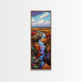 Wildflower, Marsh, Coastal, Path, Framed Canvas Print with golden autumn grasses, colorful marshland, farmhouse entryway wall decor