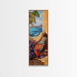 Hammock, Ocean, Palm Tree, Relaxing Coastal Hammock Canvas Print, Boho Summer Art, Seaside Retreat Wall Decor, Bedroom or Lounge