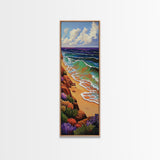 Coastal Waves, Beach Shoreline, Ocean Nature Art, Bright Summer Seascape, Nautical Bathroom Decor, Canvas Print