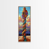 Nautical Rope, Pier, Art – Framed Canvas Print beach house decor, coastal rope wall art, nautical theme, vibrant colors, bathroom wall art