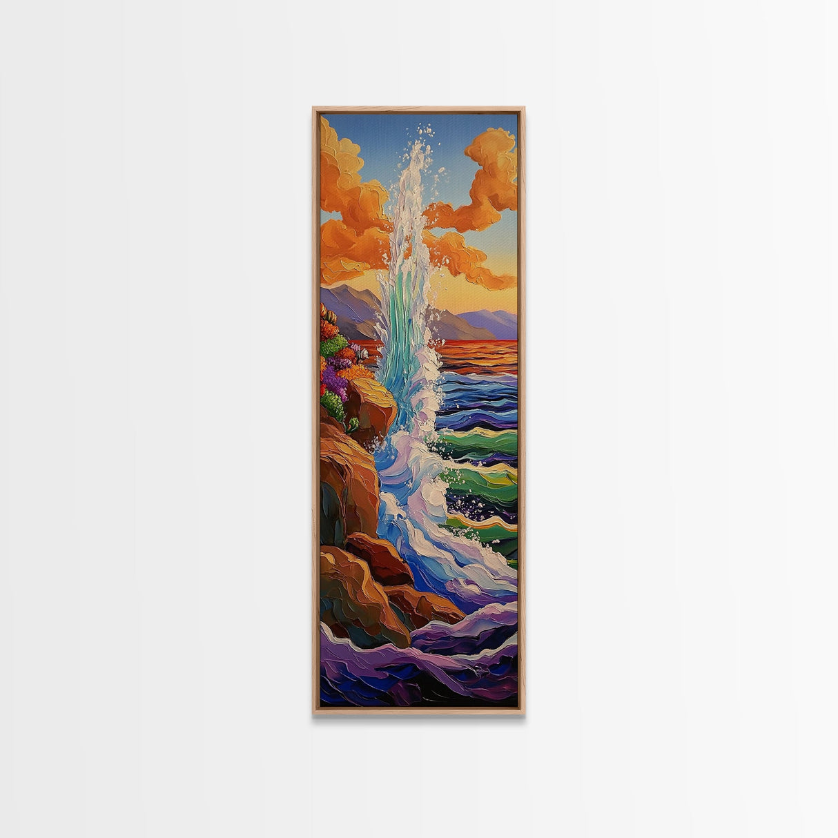 Ocean Wave, Cliff, Canvas Print, Dramatic Seaside Landscape Wall Art, Sunset Coastal Decor, Bold Nature Living Room Accent