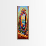 Ocean Portal, Geode Shell, Dreamy, Surreal Beach Art, Framed Canvas Print, Boho Bedroom Decor, Psychedelic Coastal Wall Art