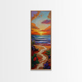 Path Beach, Sunset, Tropical Canvas Print scenic path to ocean wall decor, vibrant beach sunset artwork, tropical boho art, entryway art
