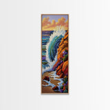 Ocean Wave, Rocks, Canvas Print, Vibrant Coastal Wall Art, Beach Bathroom Art, Nature Inspired, Bold Seascape, Summer Home Decor