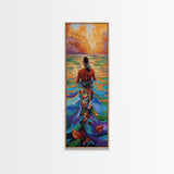 Woman Water, Sunset, Canvas Print, Bohemian Abstract Wall Art, Feminine Bedroom Decor, Sunset Painting, Vibrant Beach Vibes