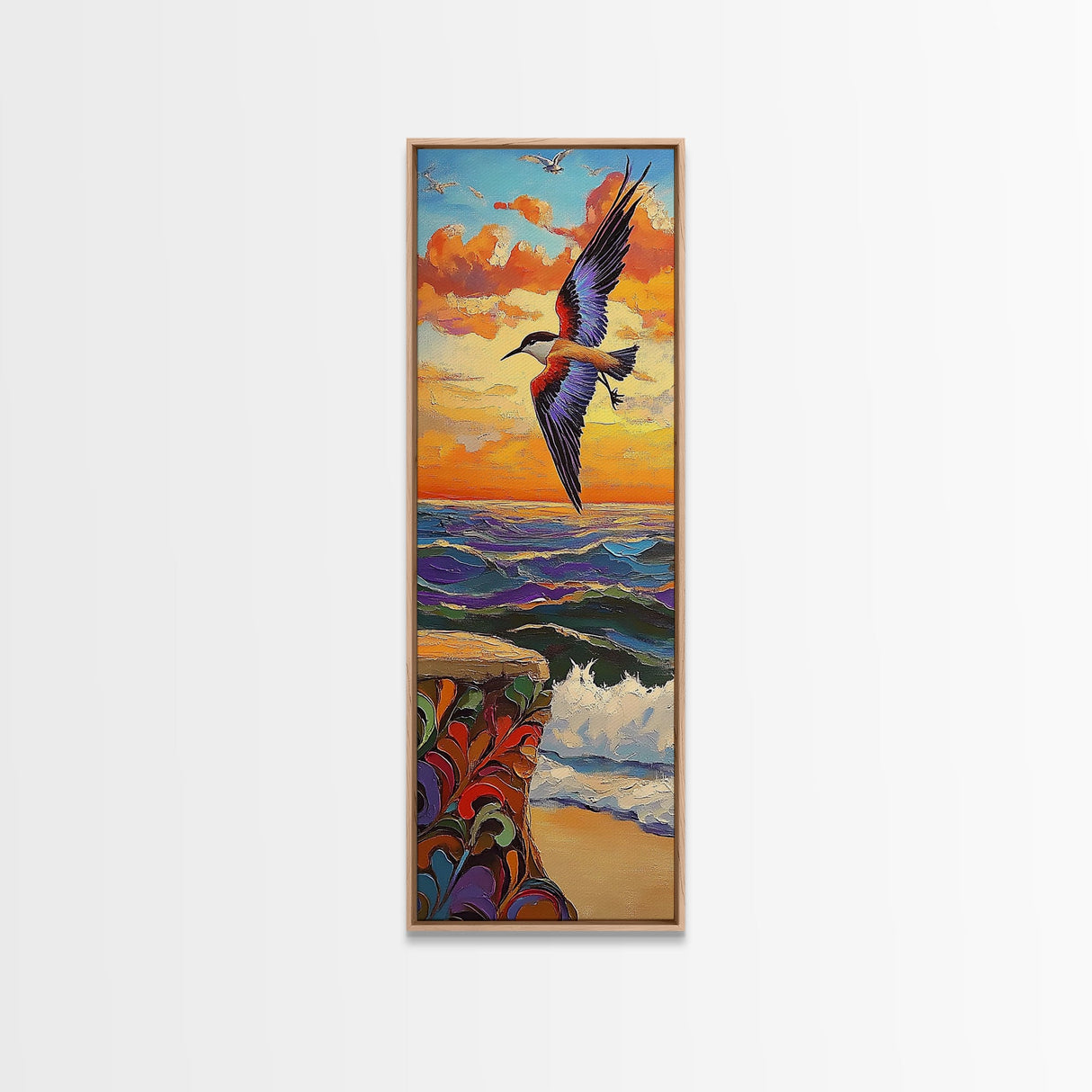 Bird Ocean, Flight, Canvas Print, Coastal Wildlife Wall Art, Nature Inspired Decor, Sunset Seascape, Beach House Accent Piece