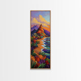 Desert Bloom, Cactus Garden, Colorful Mountain Art, Framed Canvas Print, Vibrant Southwestern Wall Decor, Fall Living Room Accent