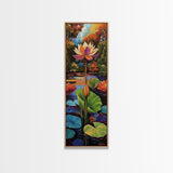 Lotus Blossom, Tranquil Pond, Fall Water Garden, Framed Canvas Print, Zen Wall Decor, Spa Bathroom Art, Peaceful Floral Meditation Art