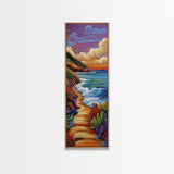 Beach Path, Coastal, Sunset, Framed Canvas Print, Ocean Wall Art, Beach House Hallway Decor, Colorful Nature Painting, Tropical Vibes