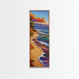 Rainbow Beach, Shoreline, Waves, Framed Canvas Print, abstract seascape, boho coastal art, modern living room beach wall decor