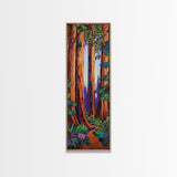 Redwood Forest, Pathway, Serenity - Framed Canvas Print, majestic tall trees art, calming woodland wall décor, rustic cabin or den decor