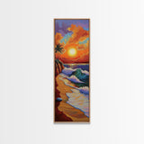 Sunset Beach, Waves, Tropical - Canvas Print, vibrant coastal sunset art, island boho decor, beach house or living room wall statement piece