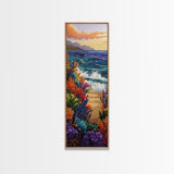 Ocean Waves, Coral Sunset, Canvas Print, Coastal living room wall art, colorful seascape painting, underwater reef design, tropical beach vibe