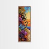 Sunset Desert Plants Cactus, Canvas Print Autumn desert landscape art, bohemian southwest vibes, living room wall art, bold nature textures