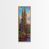 Pines Forest, Reflections Tranquil, Canvas Print, Serene forest lake painting, pine tree wall art, cabin living room decor, landscape piece
