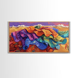 Blanket Desert, Colorful, Framed Canvas Print, Vibrant Serape Blanket Art, Southwestern Boho Wall Decor, Fall Entryway Art