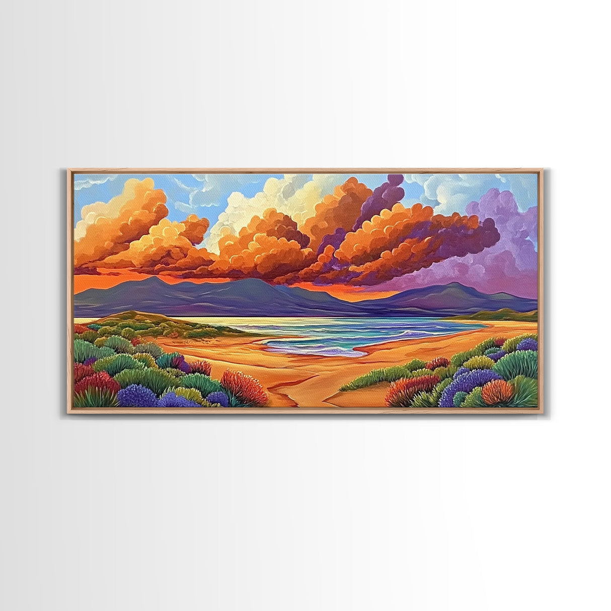 Coastal Sunset, Sandy Dunes, Ocean View, Canvas Print, Beach sunset artwork perfect Bathroom Wall Art or Tranquil Bedroom Decor