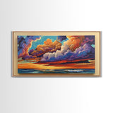 Sunset Sky, Ocean, Dreamscape, Canvas Print, colorful wall art, dreamy cloudscape, living room decor, vibrant fantasy atmosphere