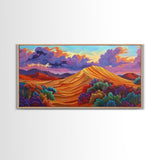 Sand Mountain, Clouds Sunset, Canvas Print, vibrant desert, mountain landscape, dusk dramatic sky, Autumn Decor, Boho Living Room