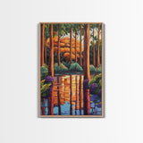 Forest Reflections, Tranquil, Trees, Canvas Print peaceful landscape art, serene nature wall decor, cabin bathroom art, rustic boho style