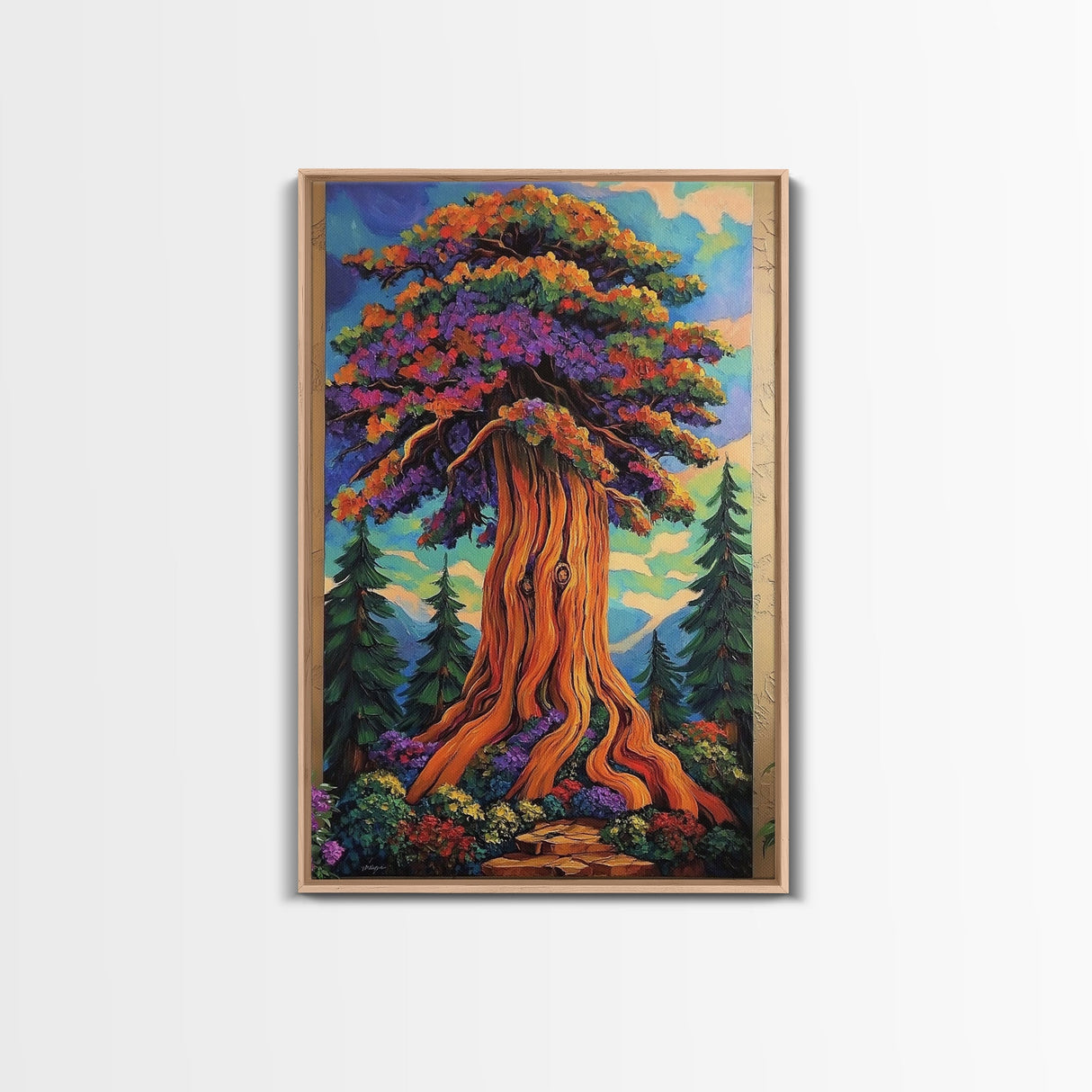 Tree Forest, Fantasy, Nature, Framed Canvas Print, Enchanted Woodland Wall Art, Kids Room or Nature Lover Gift, Boho Forest Decor