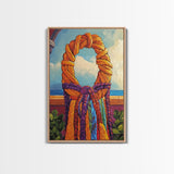 Woven Wreath, Rainbow Wall Decor, Bold Colorful Texture, Rustic Charm, Fall Entryway Art, Canvas Print, Handmade Style Vibe
