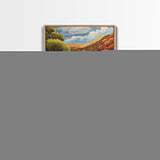 River, Desert, Floral, Art, Canvas Print, Colorful floral river scene with desert hills, perfect bedroom or hallway Southwestern wall art
