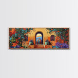 Spanish Courtyard Art, Terracotta Walls, Framed Canvas Print, Vibrant Southwest Decor, Patio Wall Art, Mediterranean Boho Style