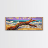 Driftwood Beach, Ocean Wave Art, Coastal Wall Art, Framed Canvas Print, Nature Home Decor, Relaxing Bathroom Art, Bedroom Art