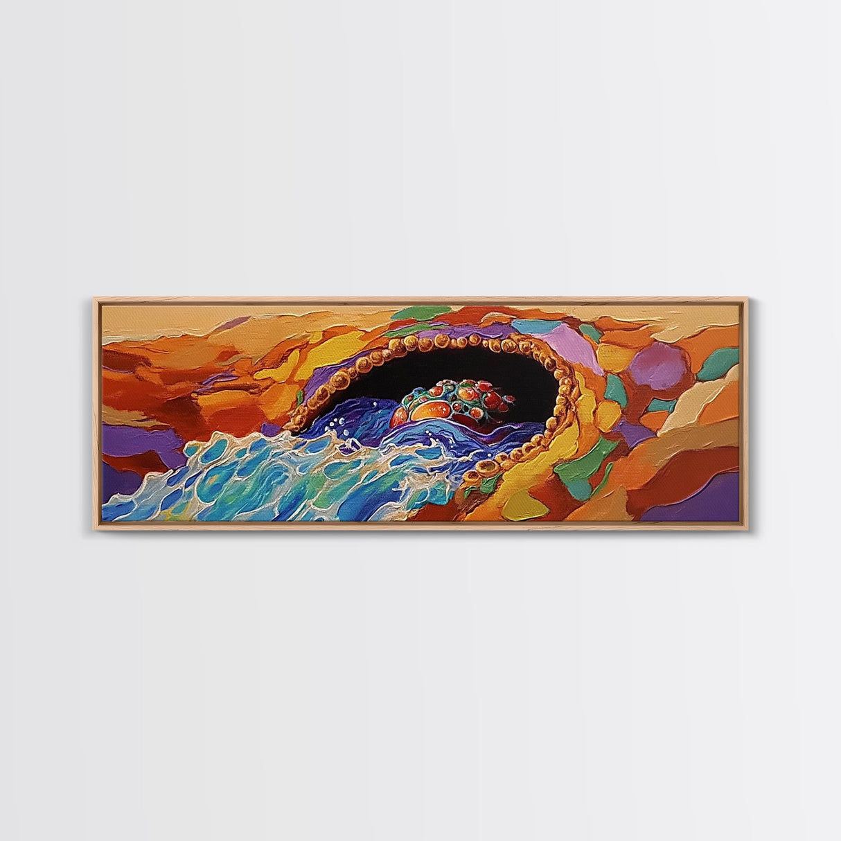 Hidden Treasure Cave, Ocean Fantasy Art, Canvas Print, Bold Coastal Decor, Colorful Kids Room Wall Art, Surreal Beach Style