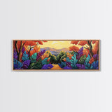 Autumn Forest Path, Colorful Fall Foliage Trail, Vibrant Nature Design, Framed Canvas Print, Cozy Hallway Art, Fall Living Room