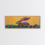 Whimsical Rabbit Art, Bright Bunny Painting, Bold Animal Decor, Framed Canvas Print, Nursery Wall Art, Easter Spring Style