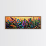 Tropical Leaves, Jungle Garden, Sunset Foliage, Kitchen Decor, Canvas Print, Bright Botanical Art, Vibrant Plant Wall Art