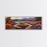 Autumn Lake, Purple Trees, Fall Landscape, Colorful Reflections, Framed Canvas Print, Cabin Wall Art, Cozy Fall Decor, Nature Inspired