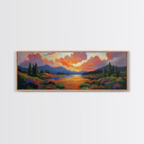 Sunset River, Nature Glow, Autumn Lake, Canvas Print, colorful sunset landscape, rustic mountain scene, Fall decor, cabin wall art