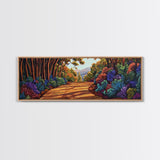 Forest Path, Nature Walk, Vibrant Trail, Framed Canvas Print, woodland art, rustic cabin decor, Autumn wall piece, nature lover gift