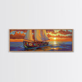 Sunset Sailboat Dream, Vibrant Ocean Painting, Nautical Coastal Wall Art, Canvas Print, Beach House Decor, Living Room Statement Piece