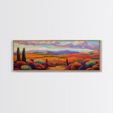 Mountain Sunset View, Western Hillside, Country Valley Gate, Framed Canvas Print, Fall Landscape Art, Rustic Farmhouse Decor