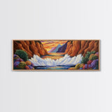 Ocean Splash, Sunset Cliffs, Nature Colors, Framed Canvas Print, Coastal Wall Art, Living Room Decor, Bold Landscape, Expressionist Art