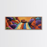 Mexican Blanket Table, Colorful Still Life, Canyon View, Canvas Print, Kitchen Wall Art, Folk Style Decor, Boho Dining Room Art