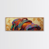 Leather Saddle, Western Gear, Bold Colors, Framed Canvas Print, Cowboy Rustic Wall Art, Boho Entryway Decor, Southwestern Farmhouse Style