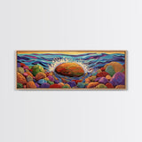 Ocean Splash, Bold Rocks, Sunset Colors, Canvas Print, Vibrant Coastal Art, Abstract Seaside Decor, Living Room Wall Art, Boho Vibes