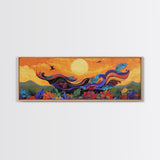 Abstract Bird, Flying Feathers, Bold Sunset, Canvas Print, Vibrant Boho Art, Living Room Statement Piece, Fall Color Palette