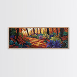 Forest Path, Autumn Leaves, Whimsical Foliage, Canvas Print, Fall Living Room Wall Art, Cozy Nature Decor, Warm Seasonal Aesthetic