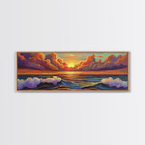 Dramatic Clouds, Sunset Sea, Ocean Glow, Framed Canvas Print, Bold Coastal Wall Art, Colorful Living Room Decor, Dreamy Seascape Style