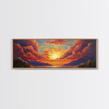 Sunset Serenity Sky, Mountain Glow Art, Dreamy Landscape Painting, Canvas Print, Peaceful Wall Decor, Living Room or Meditation Space