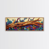 Vibrant Forest Scene, Autumn Landscape, Nature Wall Art, Framed Canvas Print, Rustic Decor, Cabin Artwork, Boho Fall Living Room Art