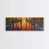 Sunset Reflection, Tranquil Forest, Swamp Scene, Cypress Trees, Framed Canvas Print, Autumn Wall Art, Rustic Decor, Nature Art