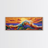 Floral Wave, Sunset Splash, Ocean Blooms, Whimsical Shore, Canvas Print, Bathroom Wall Art, Boho Coastal Decor, Vibrant Texture Art